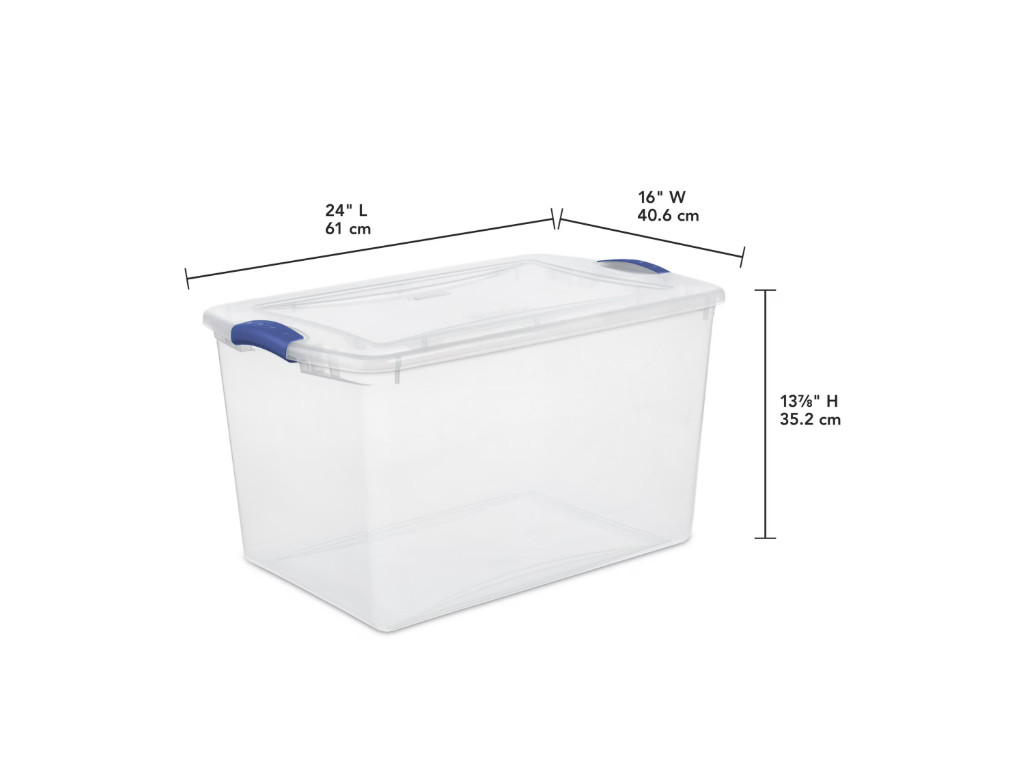 (4 pack) Sterilite 66 Quart Large Latching Storage Bin, Clear Plastic Storage
