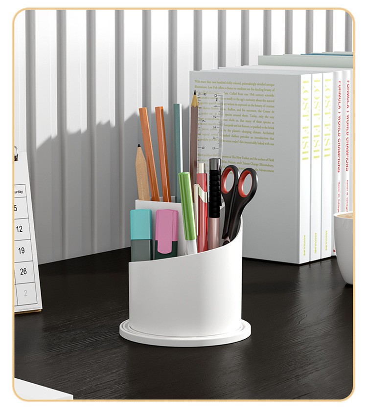 360° Rotating Makeup Organizer with Lid, Non‑Slip Base, Divided Brush Holder