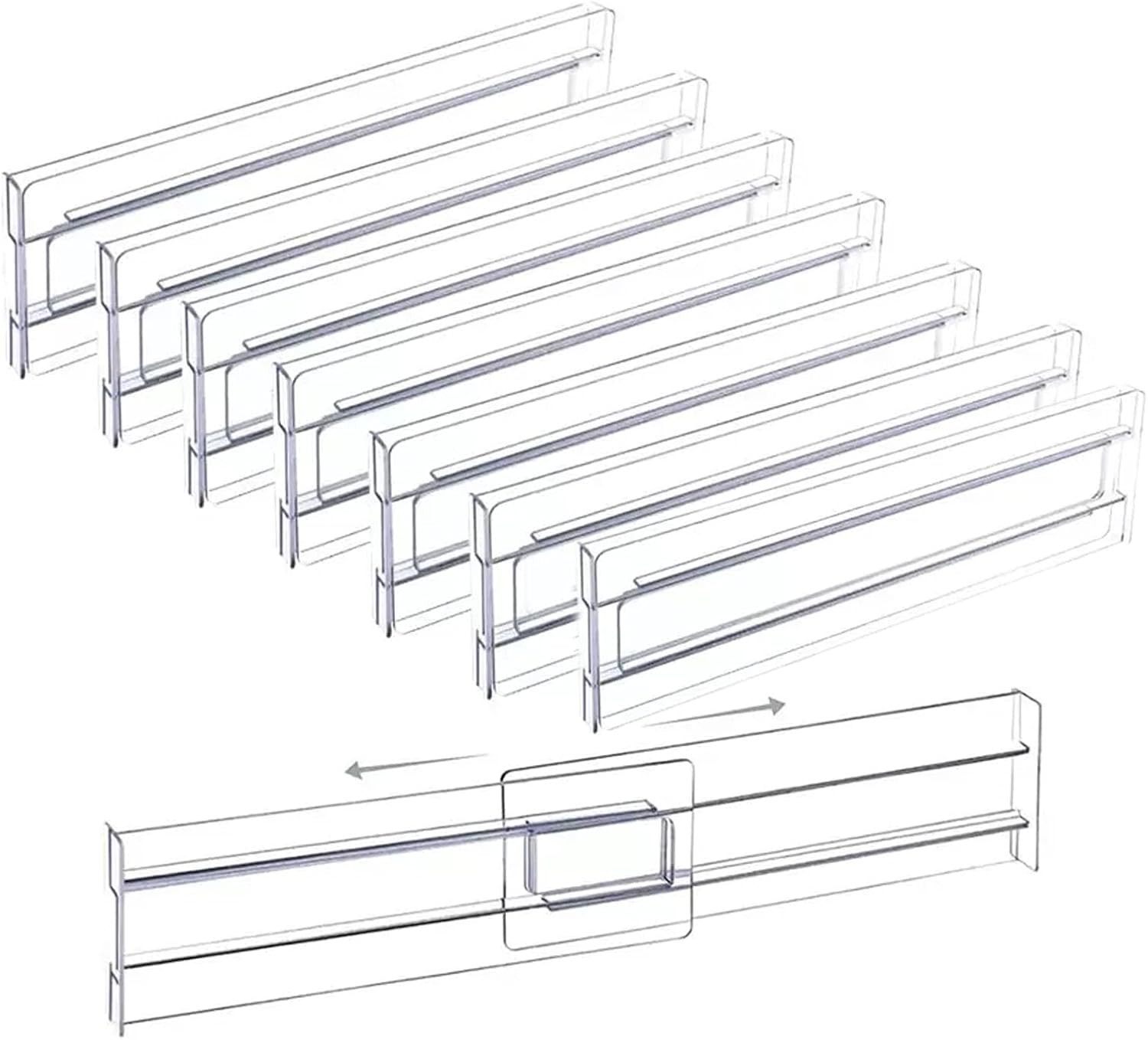 8 Pack Adjustable Drawer Dividers – Expandable Organizers for Home & Office