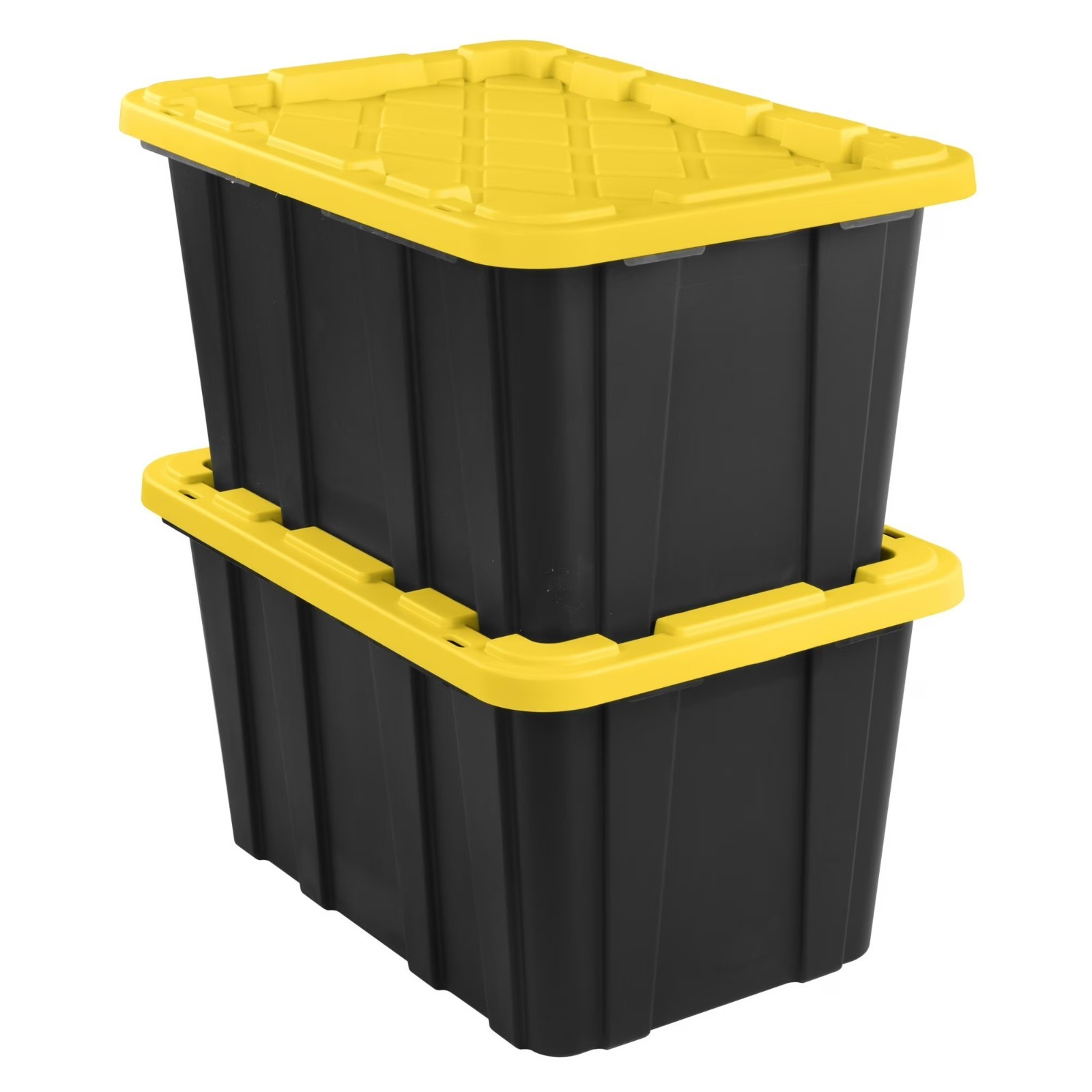 27-Gal Heavy-Duty Storage Totes w/ Snap Lid, Black/Yellow 6-Pack