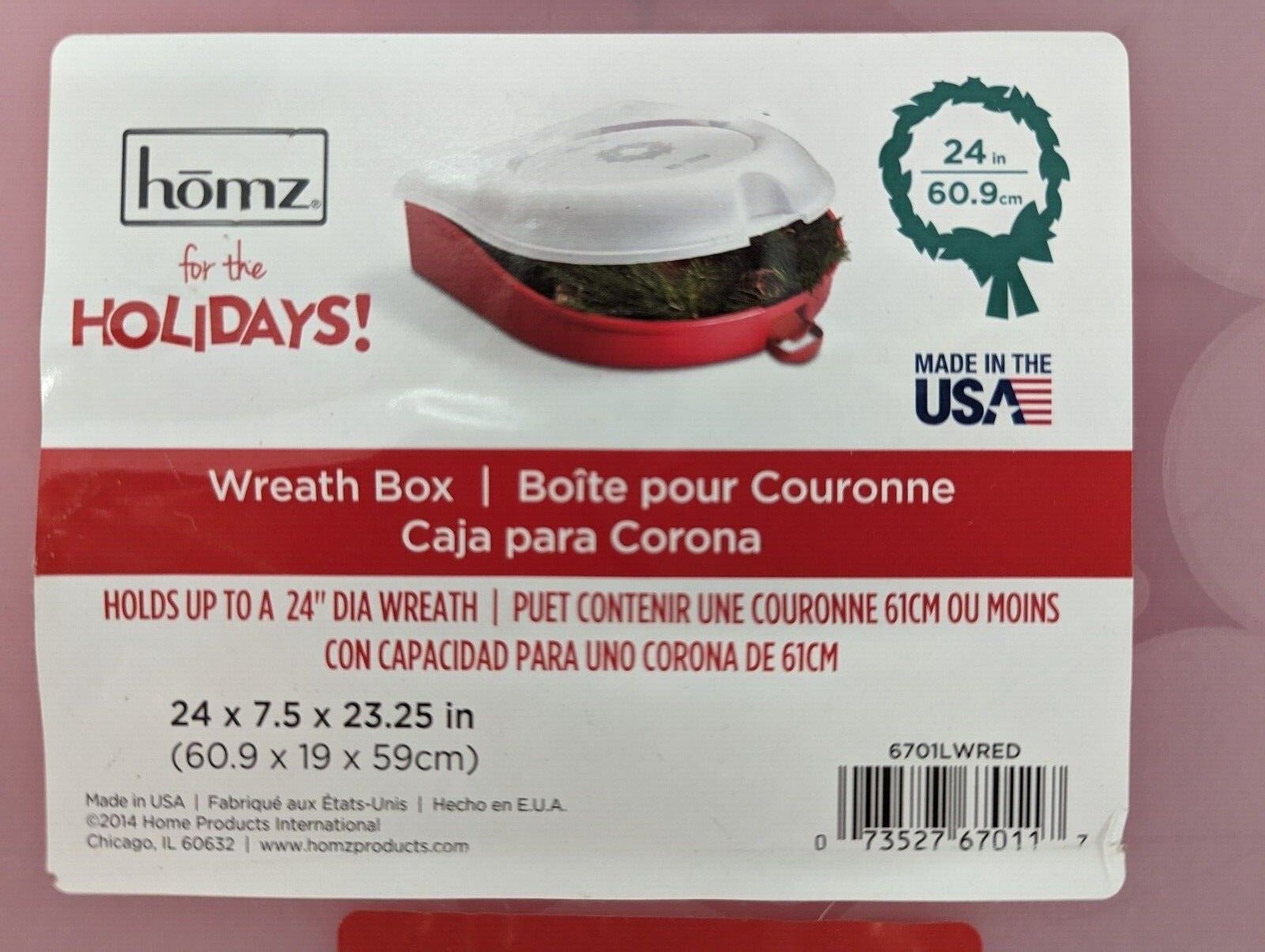 Homz Snaplock Wreath Red Storage Box – Up to 24&Prime; – Made in USA