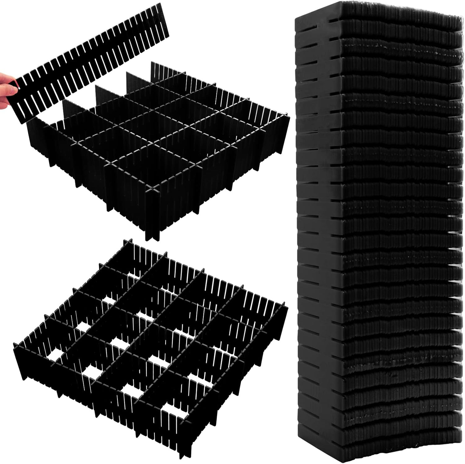 45 Pack Drawer Dividers, Plastic Adjustable Drawer Storage Organizer for Tidying