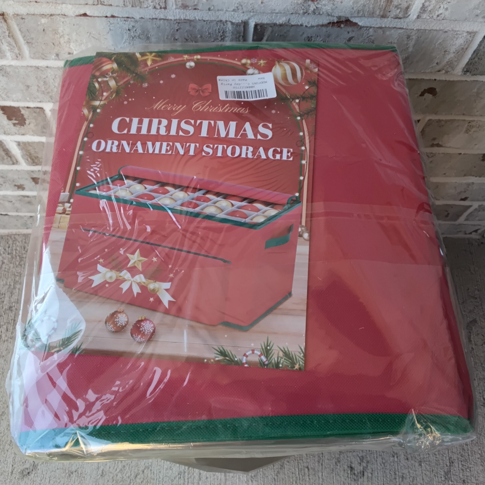Christmas Ornament Storage Box Red Green Holds 128 Ornaments Organizer NEW
