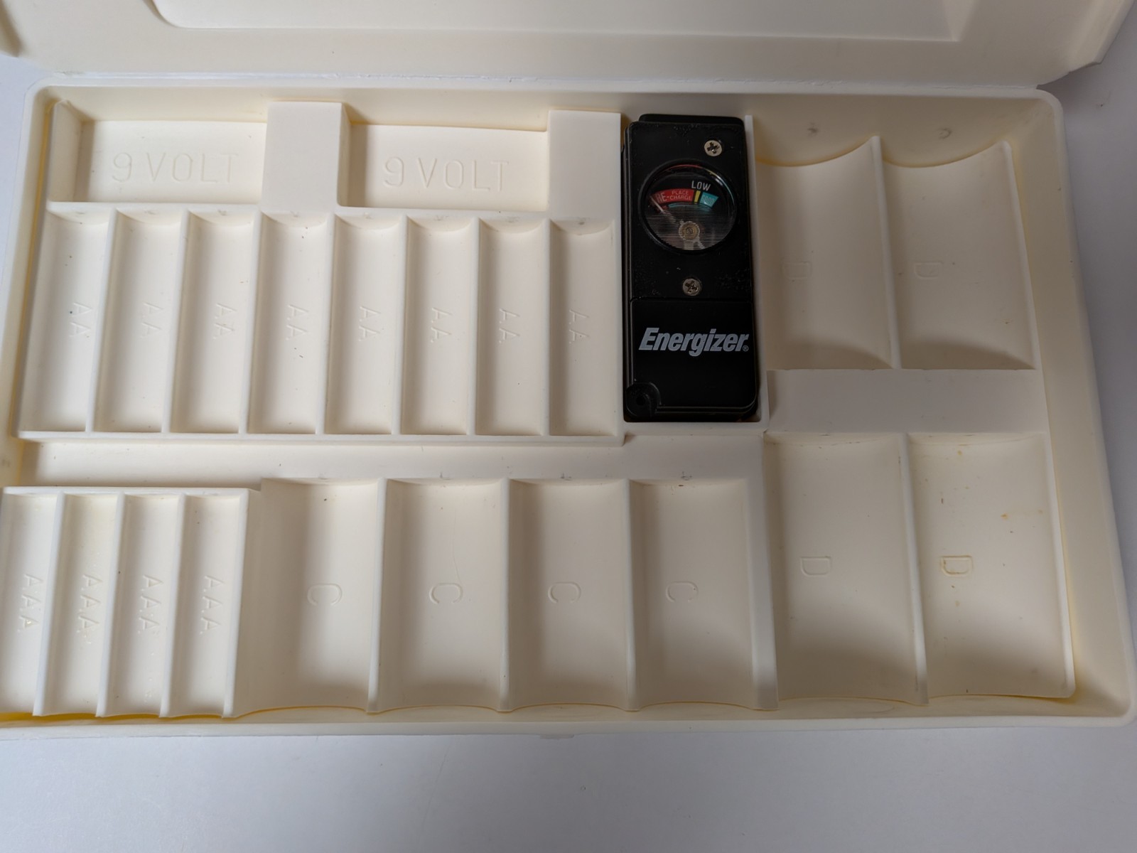 Vintage Energizer Bunny Battery Organizer Case Tray & Radio Shack Battery Tester