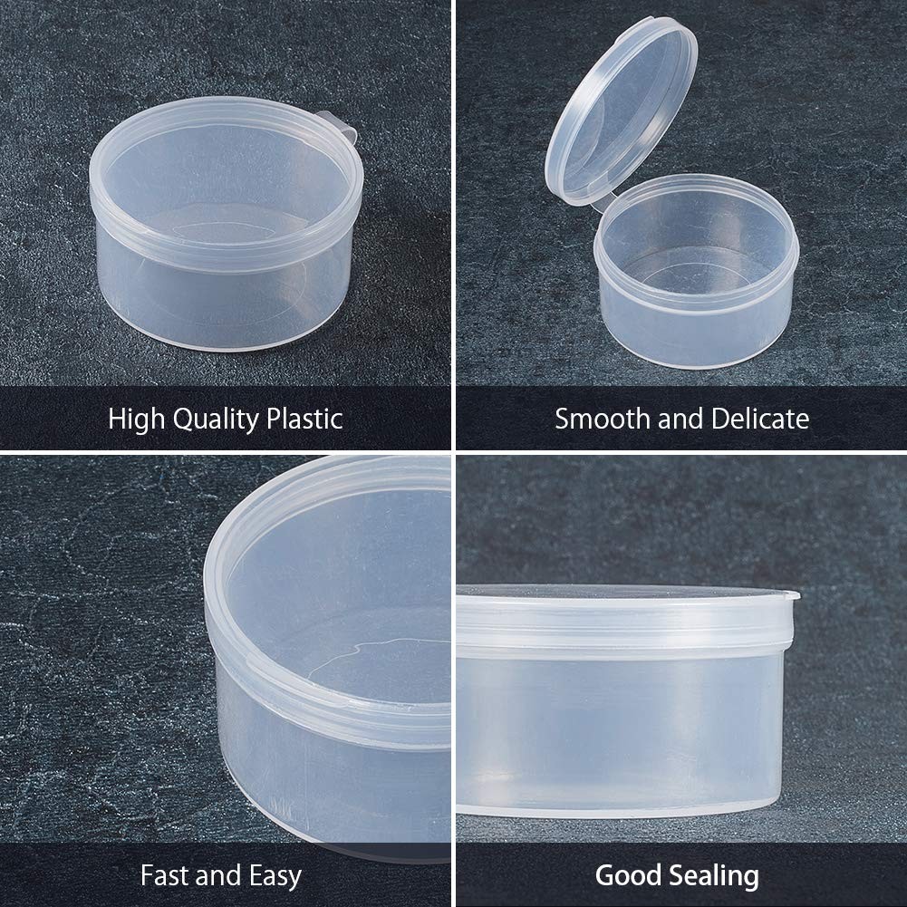12 Pack Round Clear Plastic Bead Storage Containers Box Case with Flip-Up Lid…
