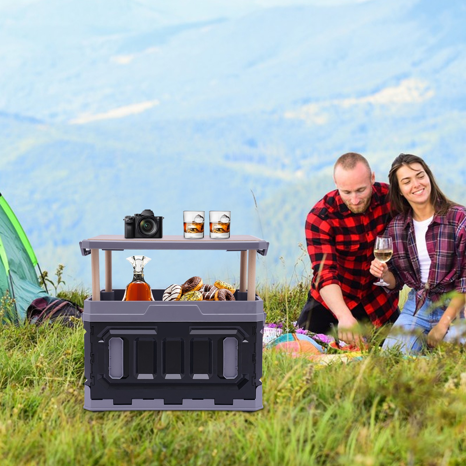 Folding Storage Box Outdoor Portable Camping Collapsible Box Organizers