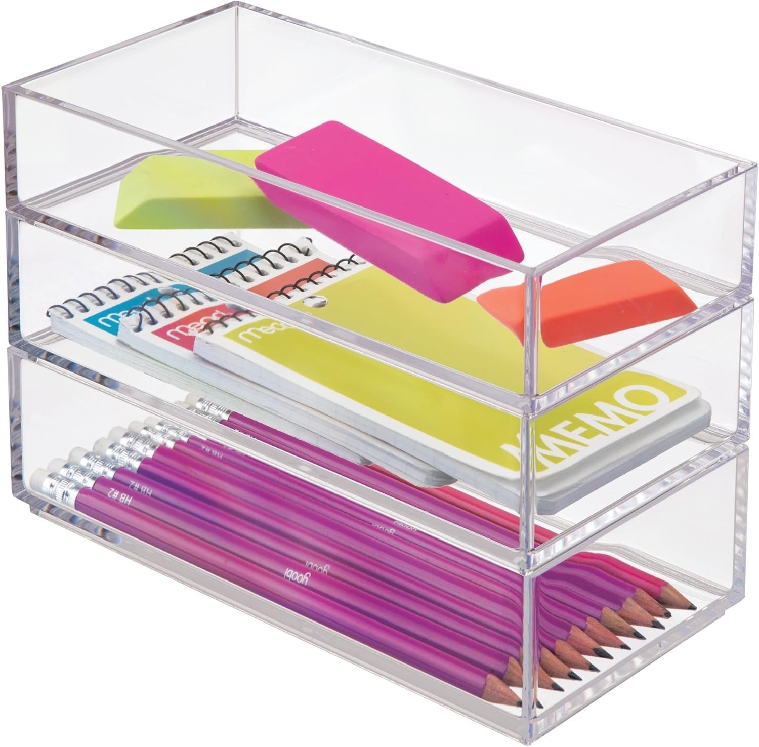 Clarity Plastic Drawer Organizer – Stackable & Space-Saving Design, 8&Prime;x4&Prime;x2&Prime;