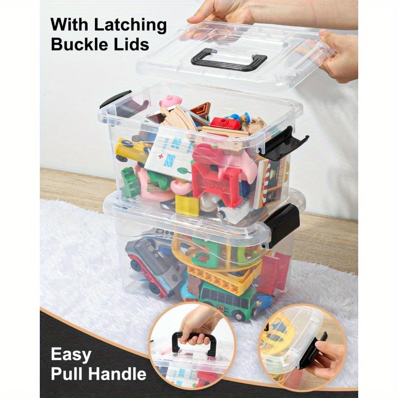6PCS Stackable Storage Bins,Secure Snap-Lock Lids,Clear Plastic Organizer Boxes