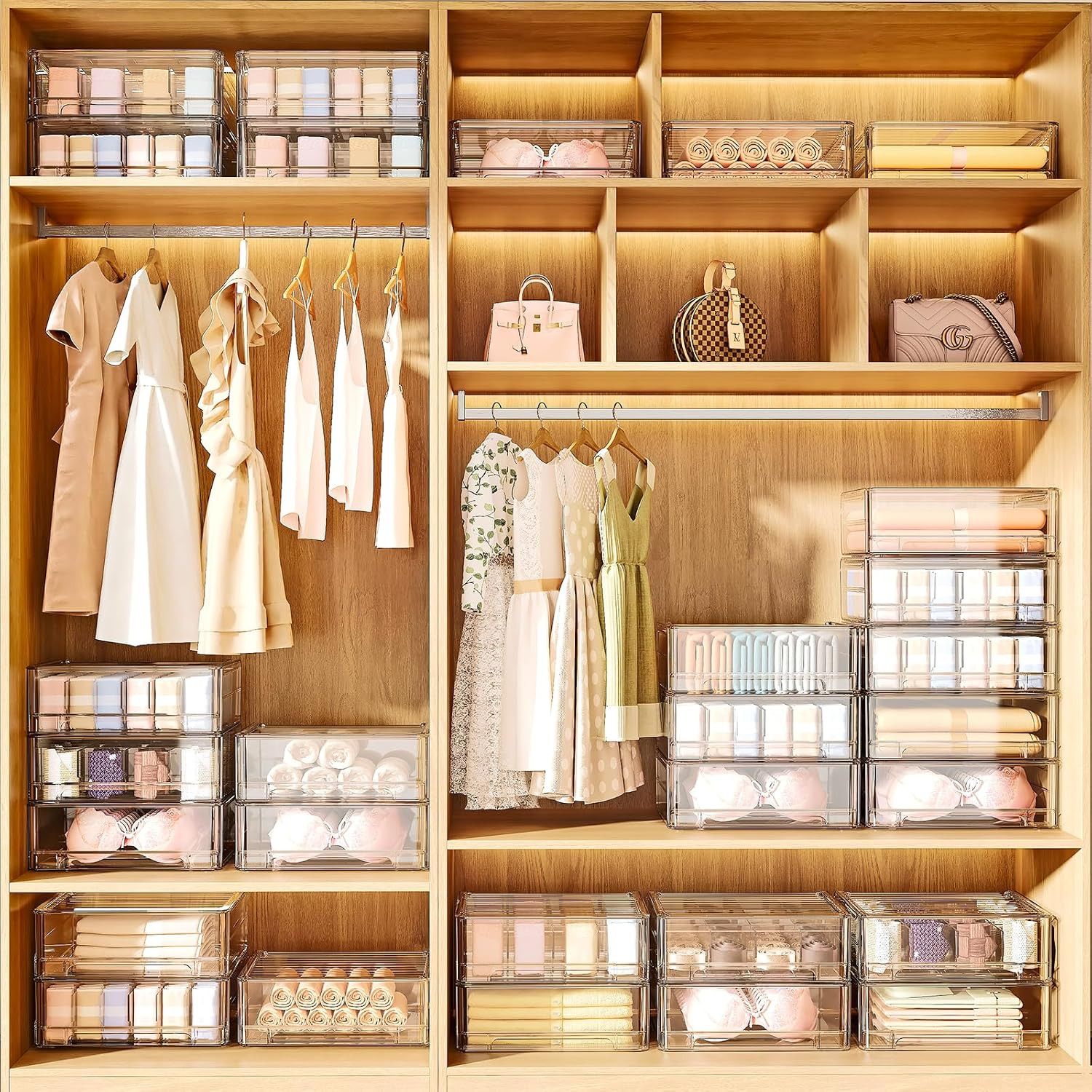 Stackable Clear Bra Organizer for Closet – Versatile Drawer Storage Solution