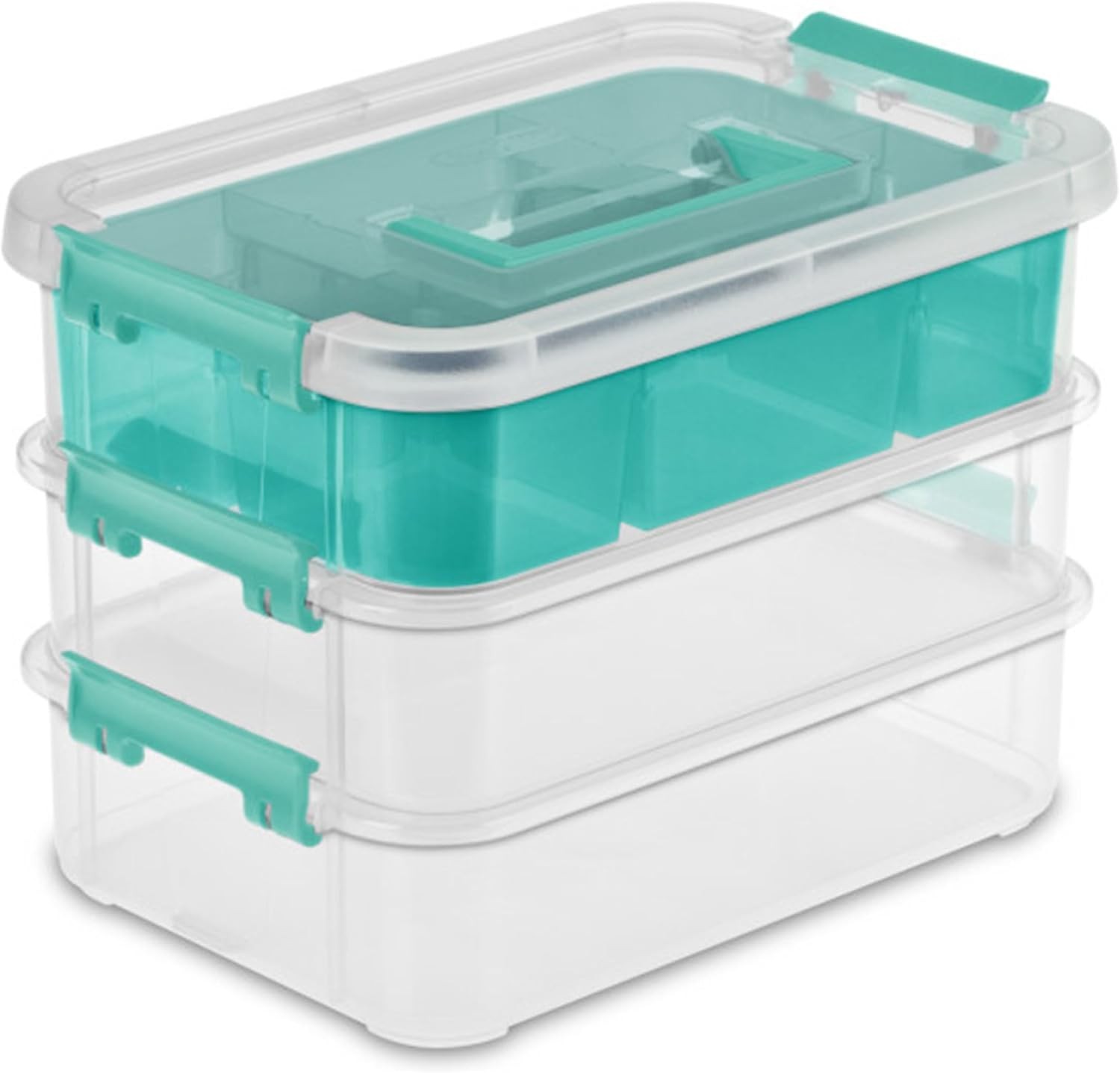 Layer Stack & Carry Box Lockable Clear Storage Organizer Box