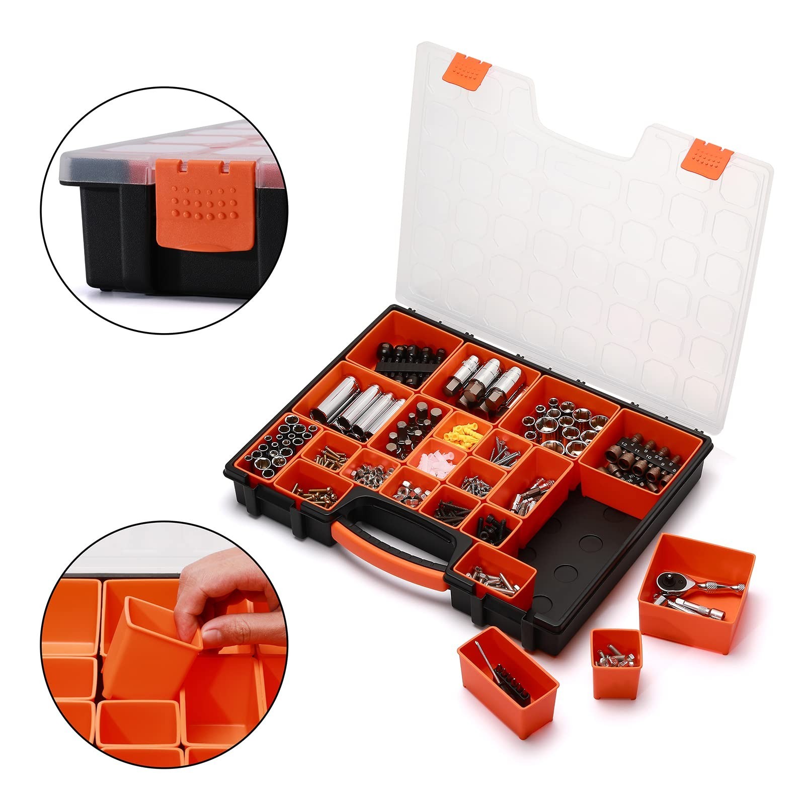 Multi-Purpose Portable Organizer Box Set – 2PCS with 44 Removable Compartments,