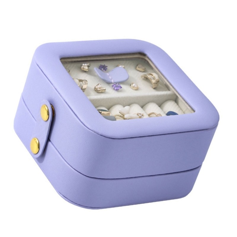 Sturdy Leather Accessories Container Portable Jewelry Storage Box for Traveler