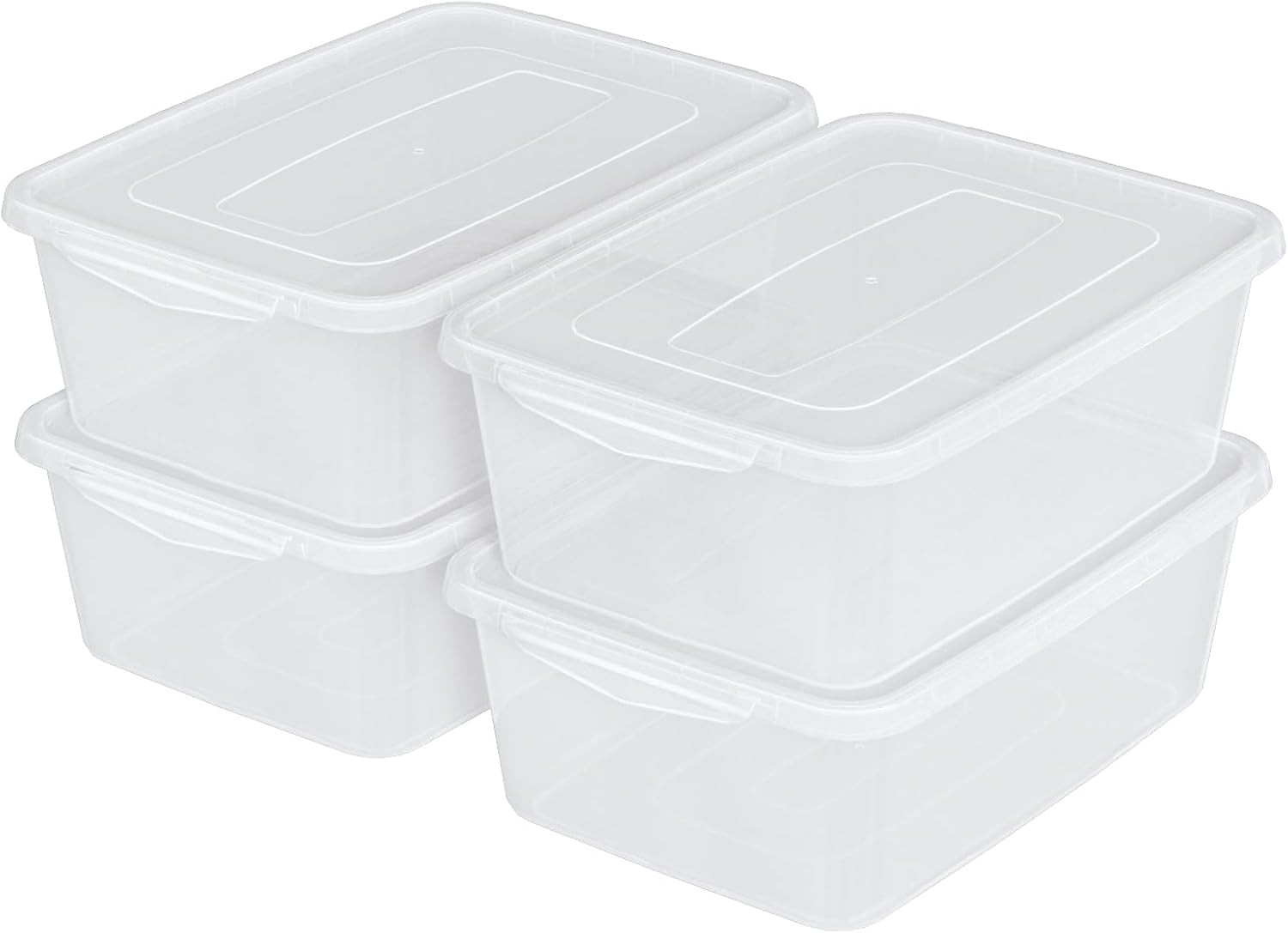 14 Quart Clear Latching Storage Containers – Set of 4 with Lids