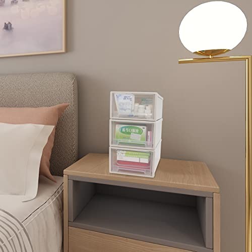 6 Quart Plastic Stacking Storage Drawer Unit 3 Pack