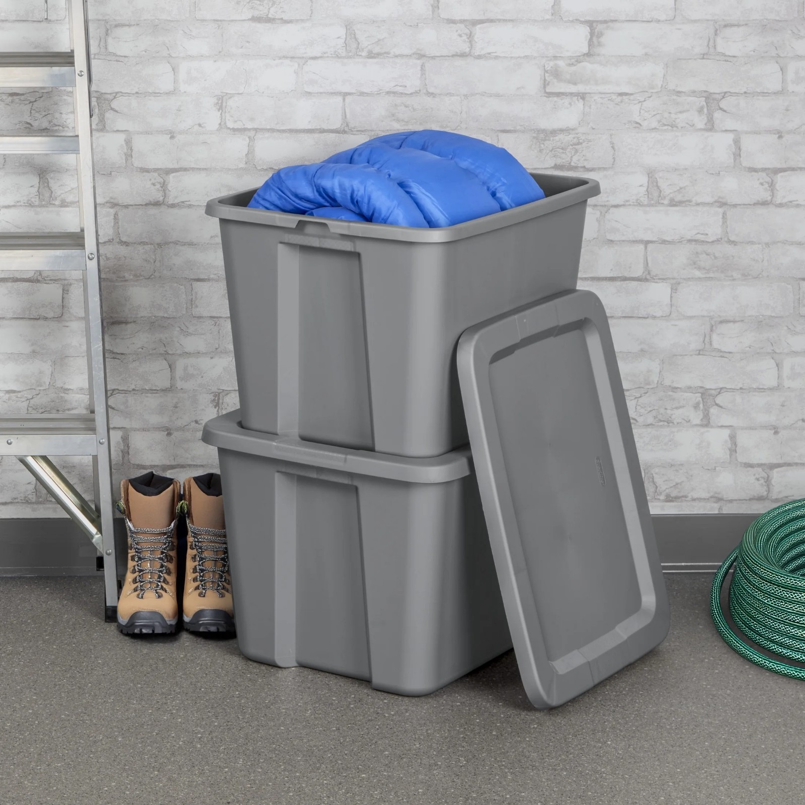 Sterilite Large Storage Bin – 18 Gallon Plastic Container w/ Snap-On Lid, Gray