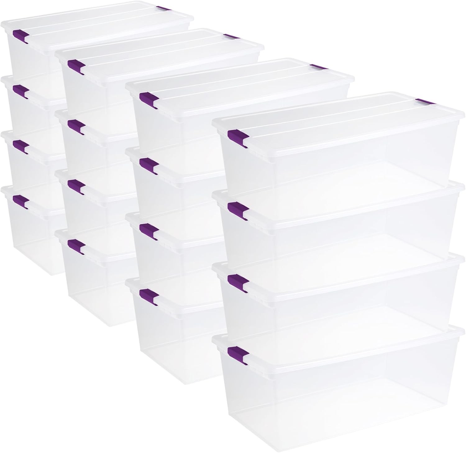 4-Pack 60 Quart ClearView Latch Box Wheeled Organizer Bins W/ Latching Lids
