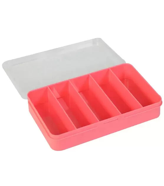 1- Storage Box Clear Top Pink Bottom 3.75&Prime;L x 3.5&Prime;W x 1.25&Prime;H Container New
