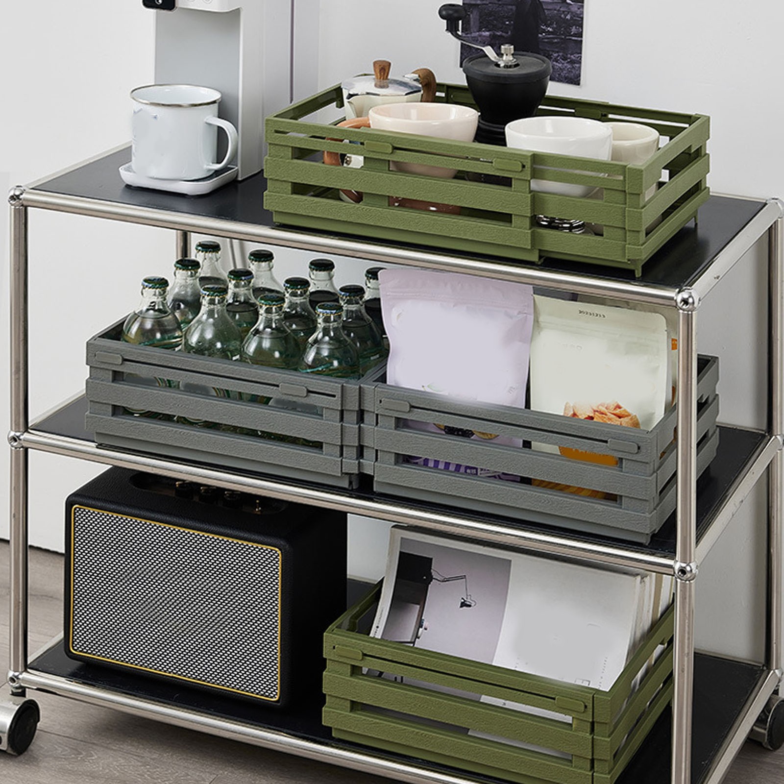 Retractable Storage Box PP Stackable Sundries Storage Bin Pantry Organizer