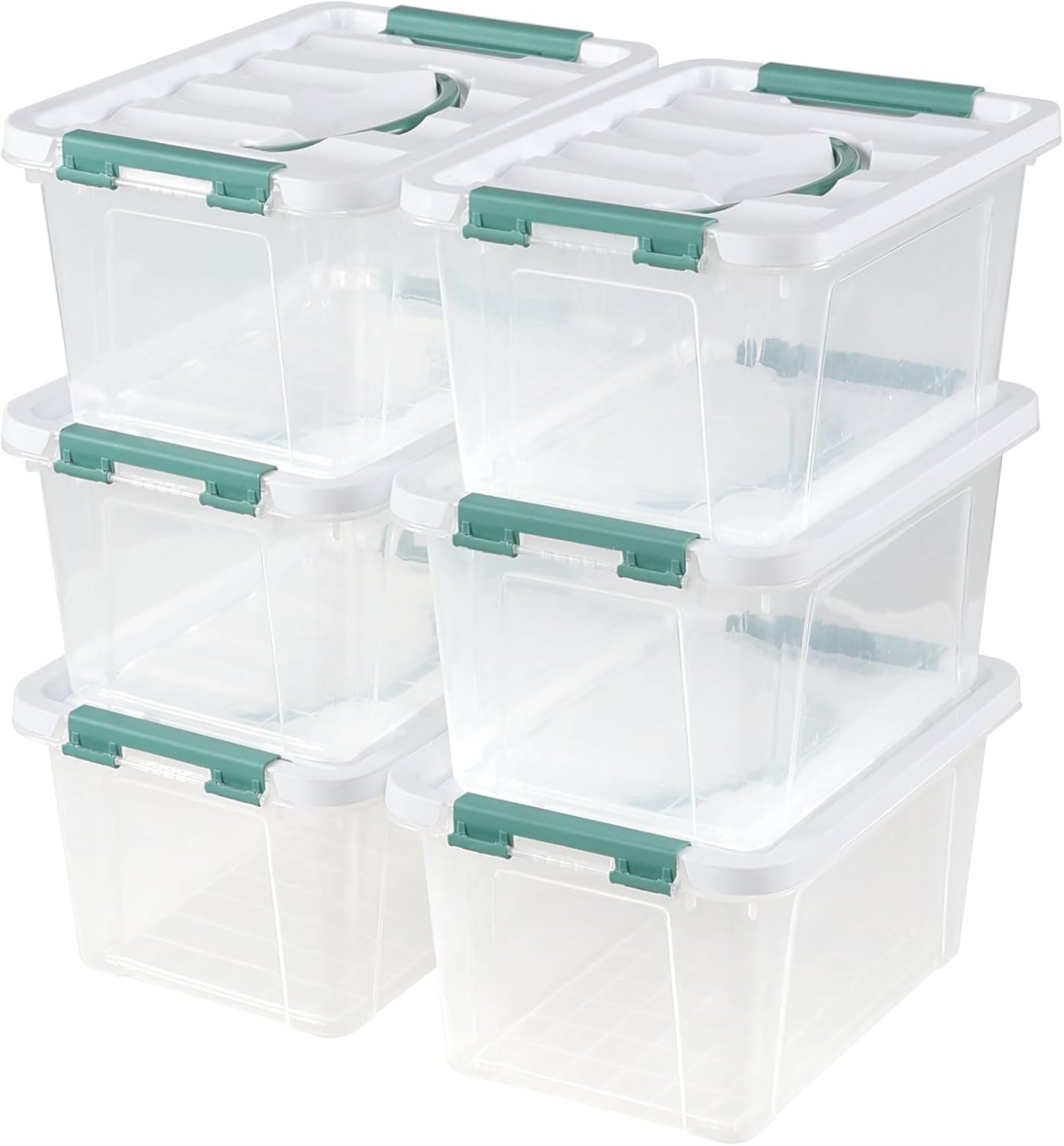 6-Pack 6 Quart Clear Plastic Storage Bins with Lids and Handles