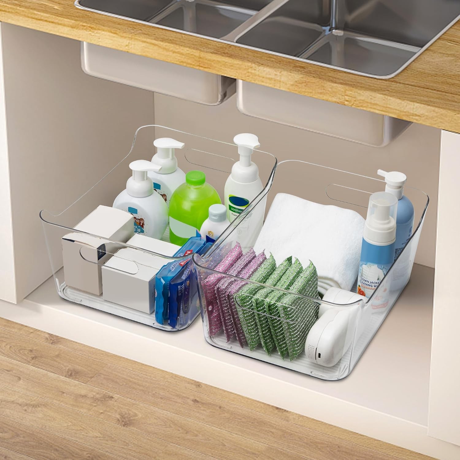 Tiawudi 2 Pack Plastic Storage Bins, Extra Large Pantry Organizer, 13.5&Prime; x…
