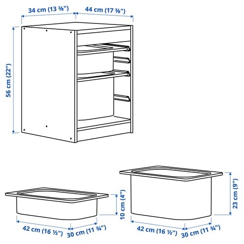 Storage combination with boxes, white/white, 13 3/8×17 3/8×22 « 
