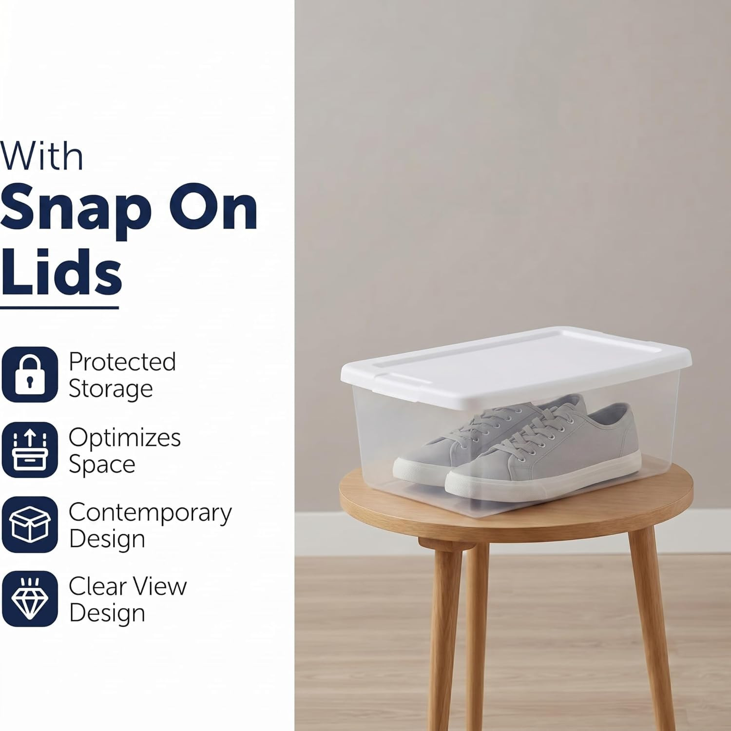 10Pack Storage Bins with Lids, 6 QT Clear Plastic Box with Snap on Lids, Heavy D