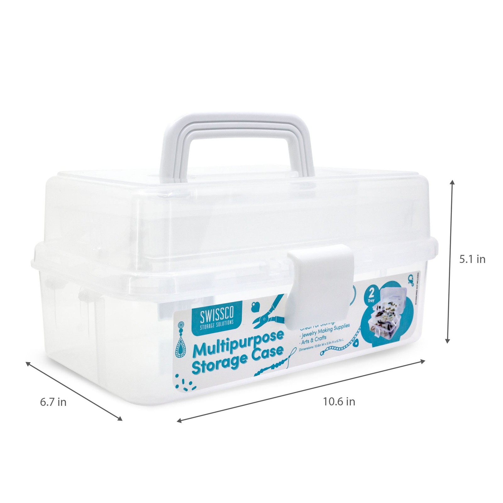 Two Tray Multi-Purpose Storage Case Organizer Jewelry & Arts & Crafts Clear
