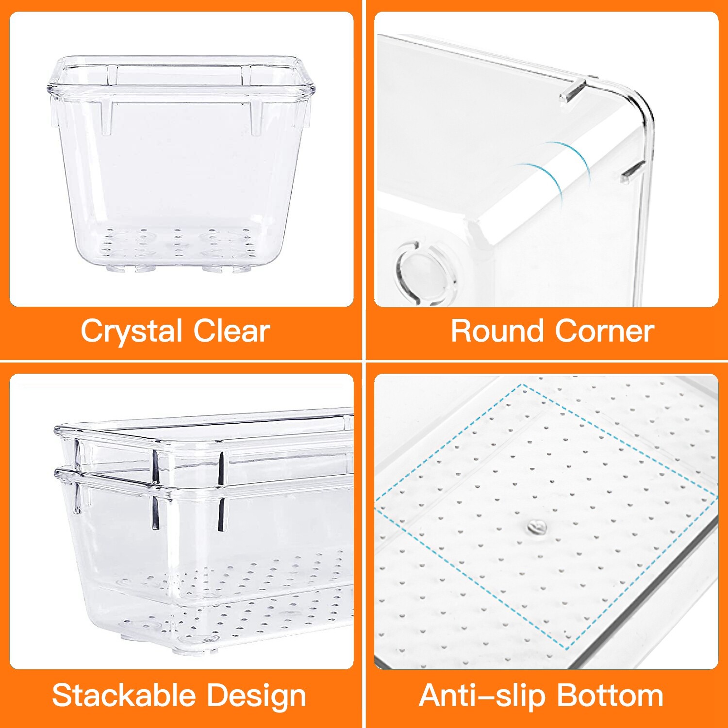25PCS Clear Plastic Drawer Organizer Set Makeup Jewelry Kitchen Bedroom Office