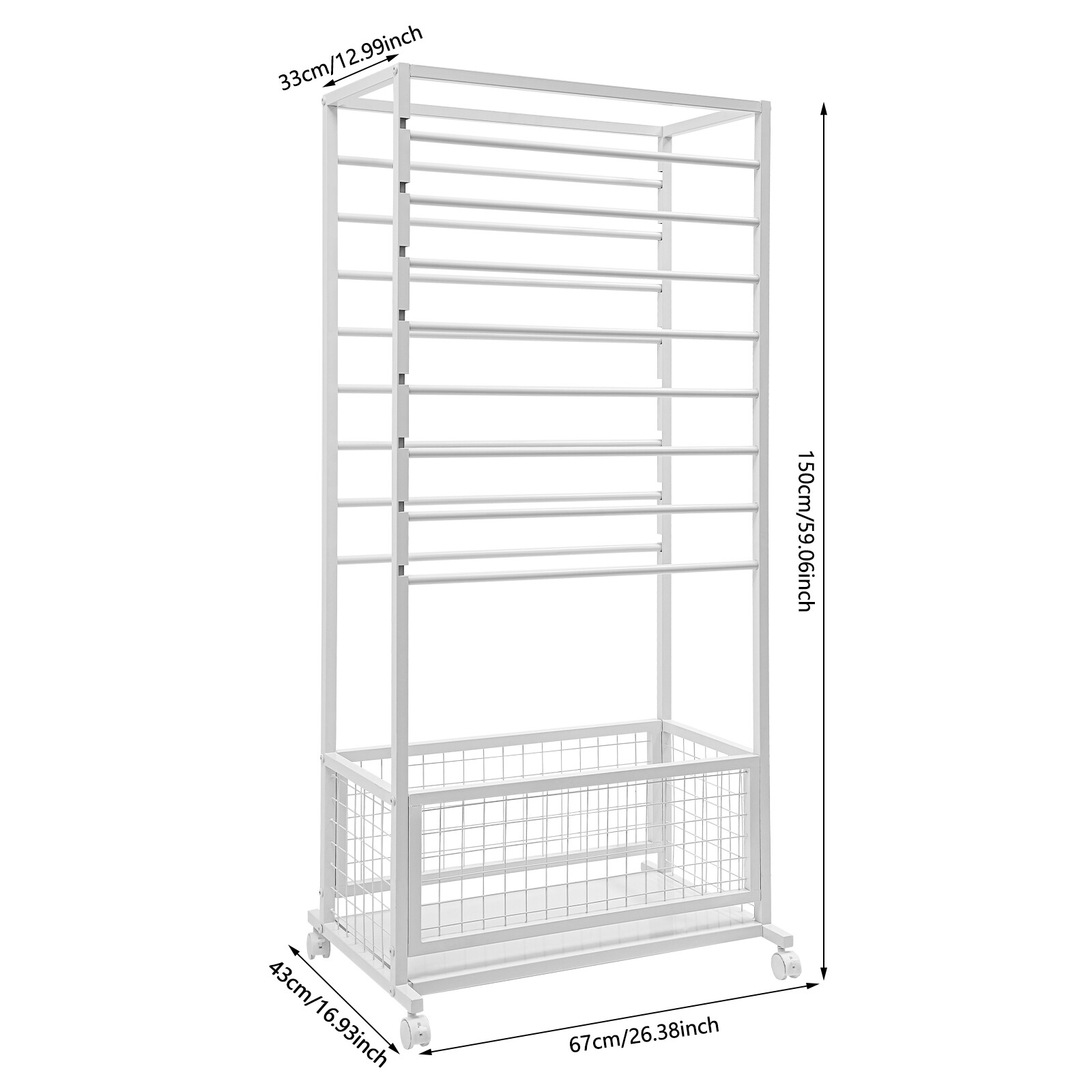 16-Layer Organizer Rack, Storage Shelf, Floor Standing Ribbon Display Rack