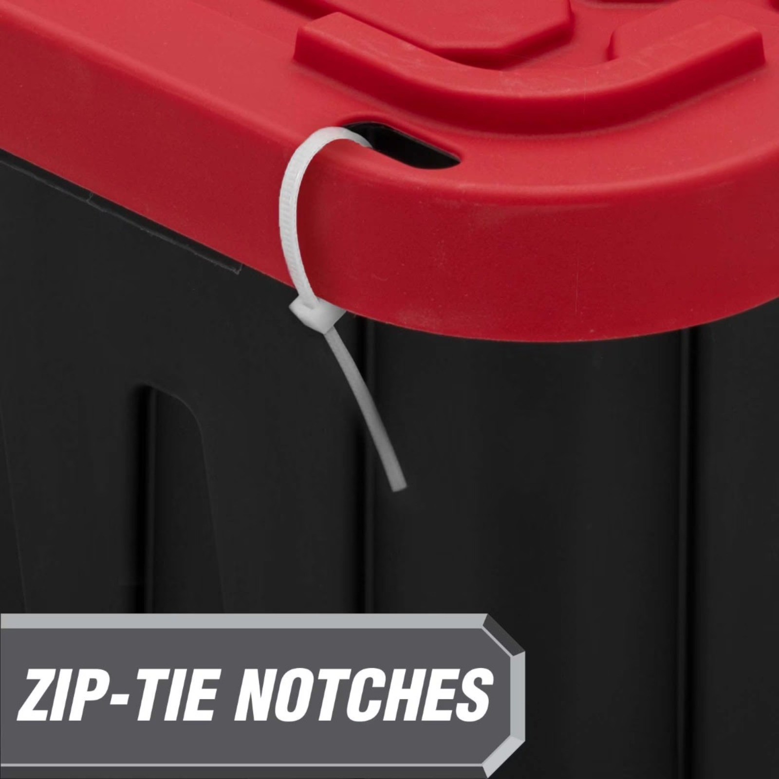 27 Gallon Heavy Duty Plastic Storage Bin with Lid, Black and Red, Pack of 4