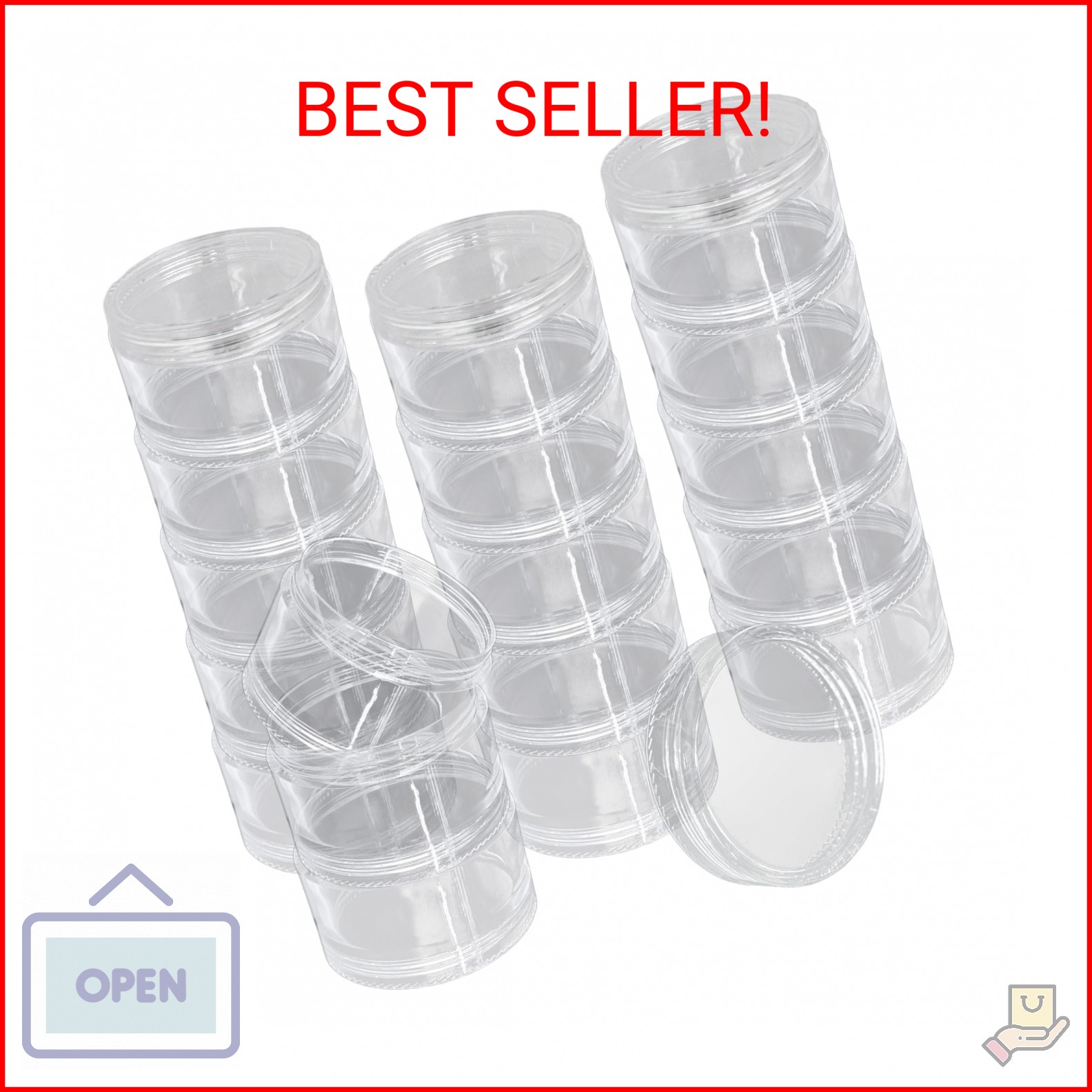 Luomorgo 4 Sets Stackable Clear Plastic Containers with Screw Lids – 30ML 5-Laye
