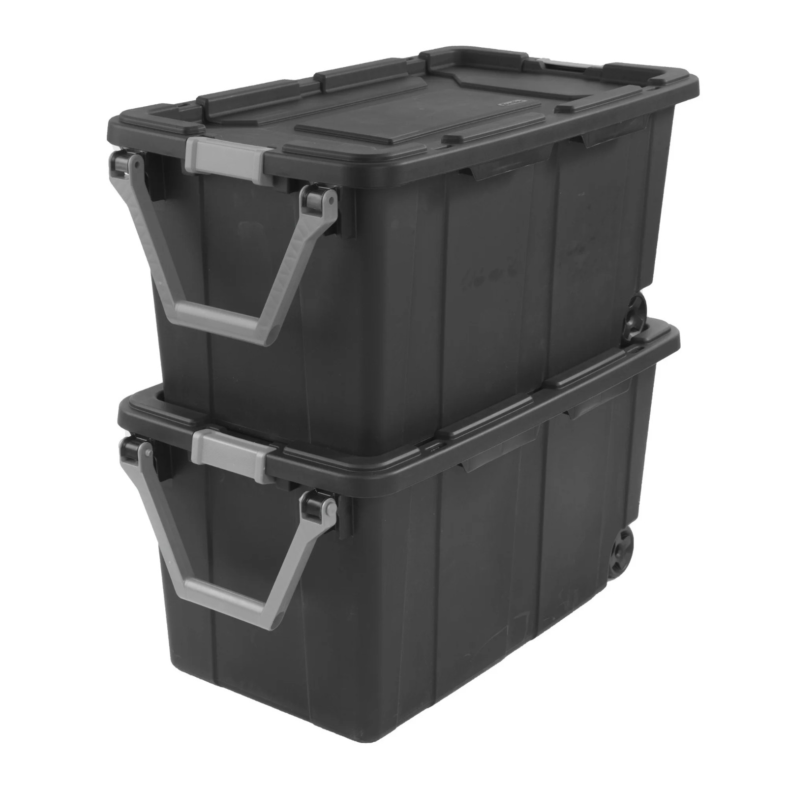 Set of 2 Sterilite 40 Gallon Wheeled Industrial Tote Plastic Adult, Flat Gray