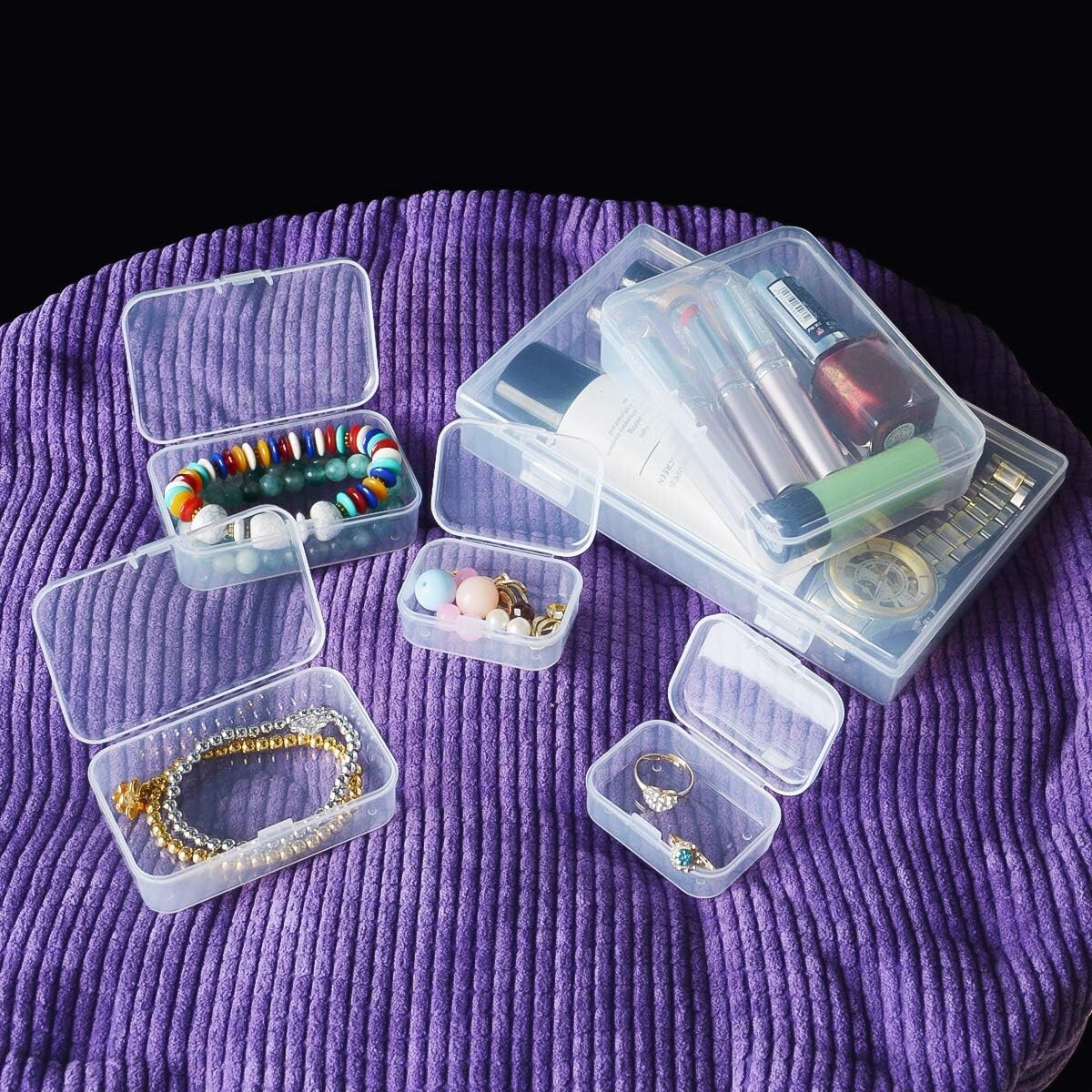 Assorted Sizes Mini Clear Storage Containers – 24 Lockable and Water Resistant