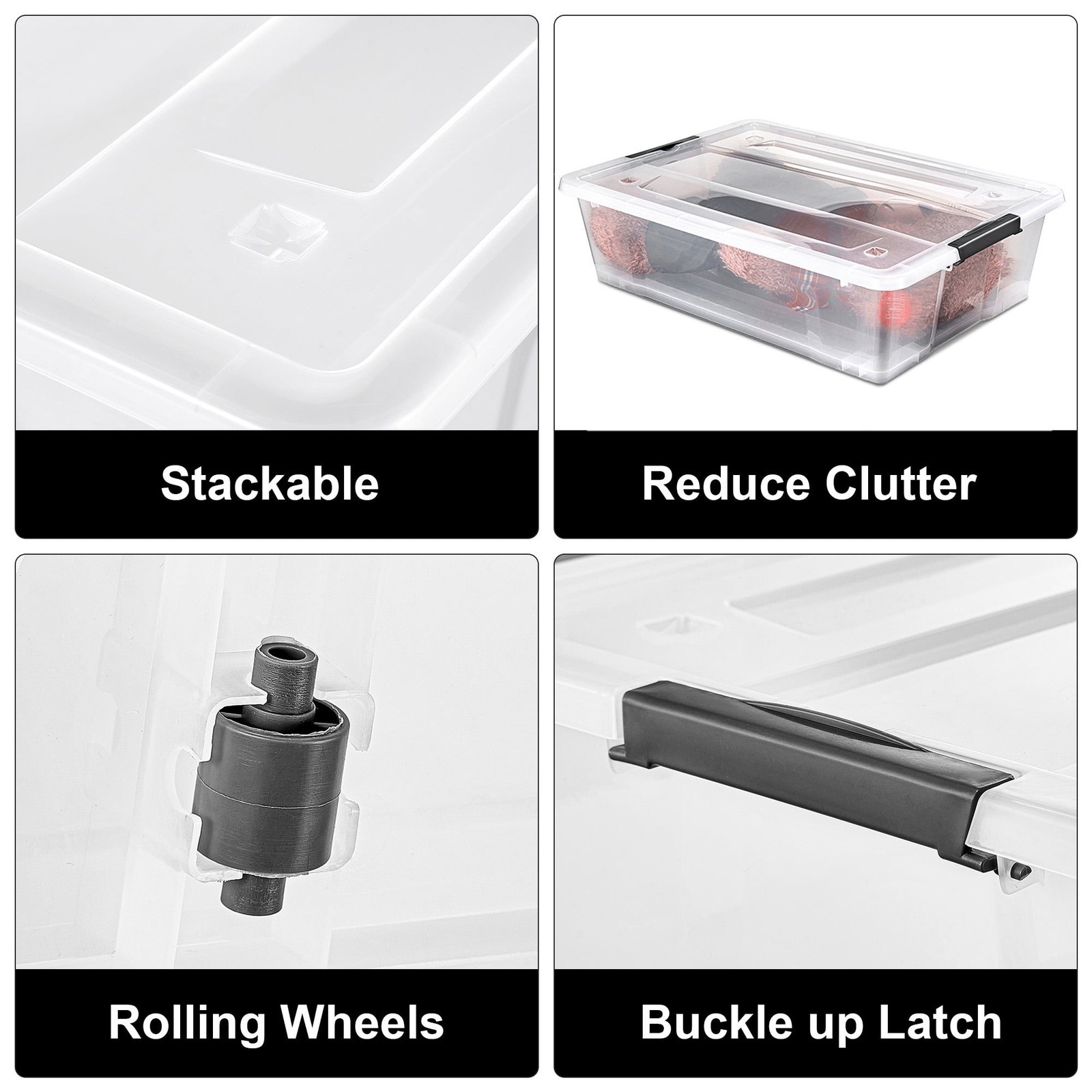 40 Qt Clear Underbed Storage Bin W/ Wheels & Snap-Lock Lid – Plastic Rolling