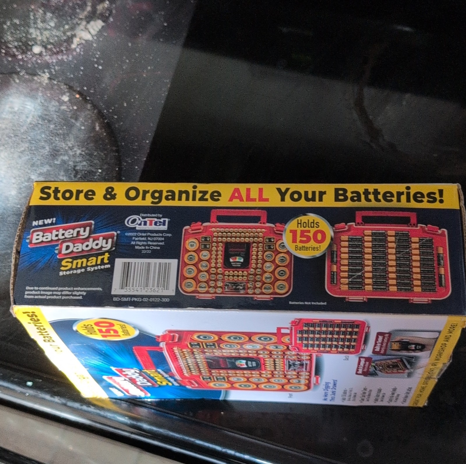 Ontel Battery Daddy Smart 150 Battery Storage Box Double-Sided Built-In Tester