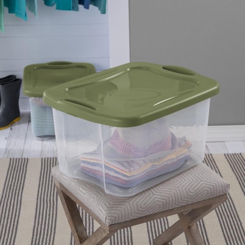 40 Quart Plastic Storage Bin EZ Carry W/ Full Grip Handles Stackable Totes Box