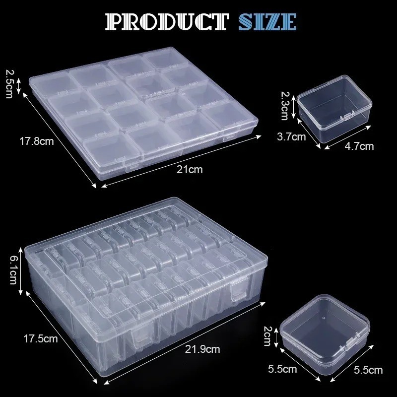 16/30pcs Clear Bead Organizer Box Hinged Storage Container Set Crafts Jewelry