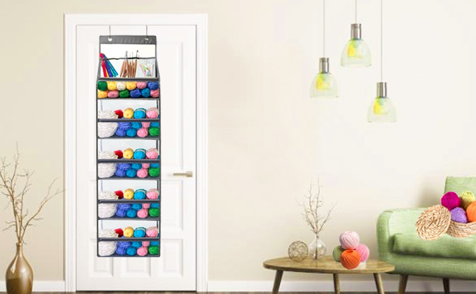 Hanging Yarn Storage Organizer,Large Capacity Yarn Storage Bag with 5 Yarn Balls