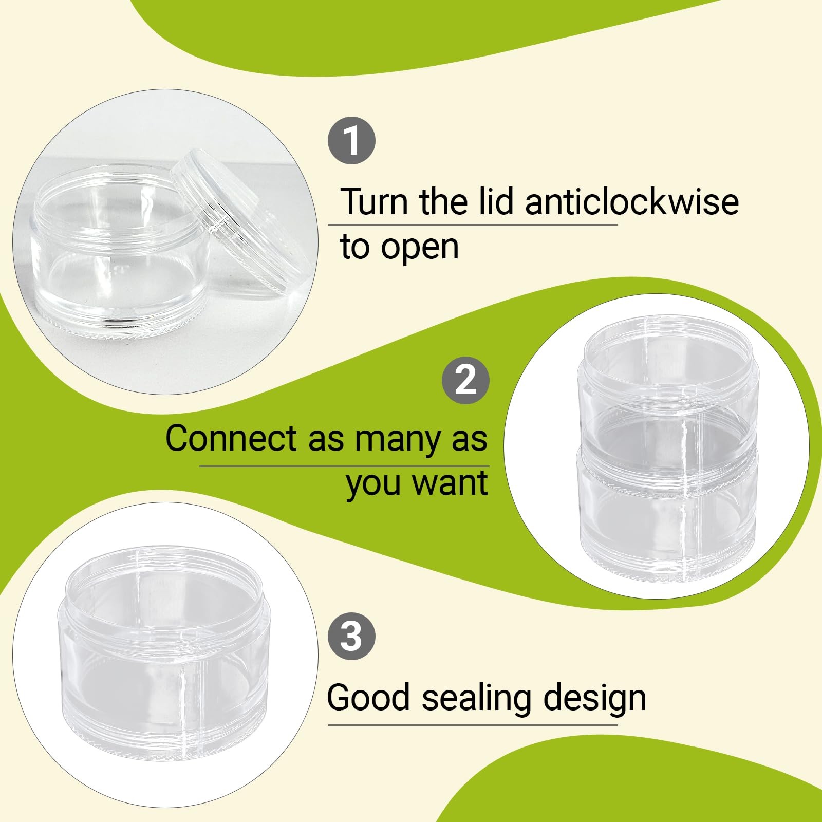 4 Sets Stackable Clear Plastic Containers with Screw Lids – 30ML 5-Layer Orga…