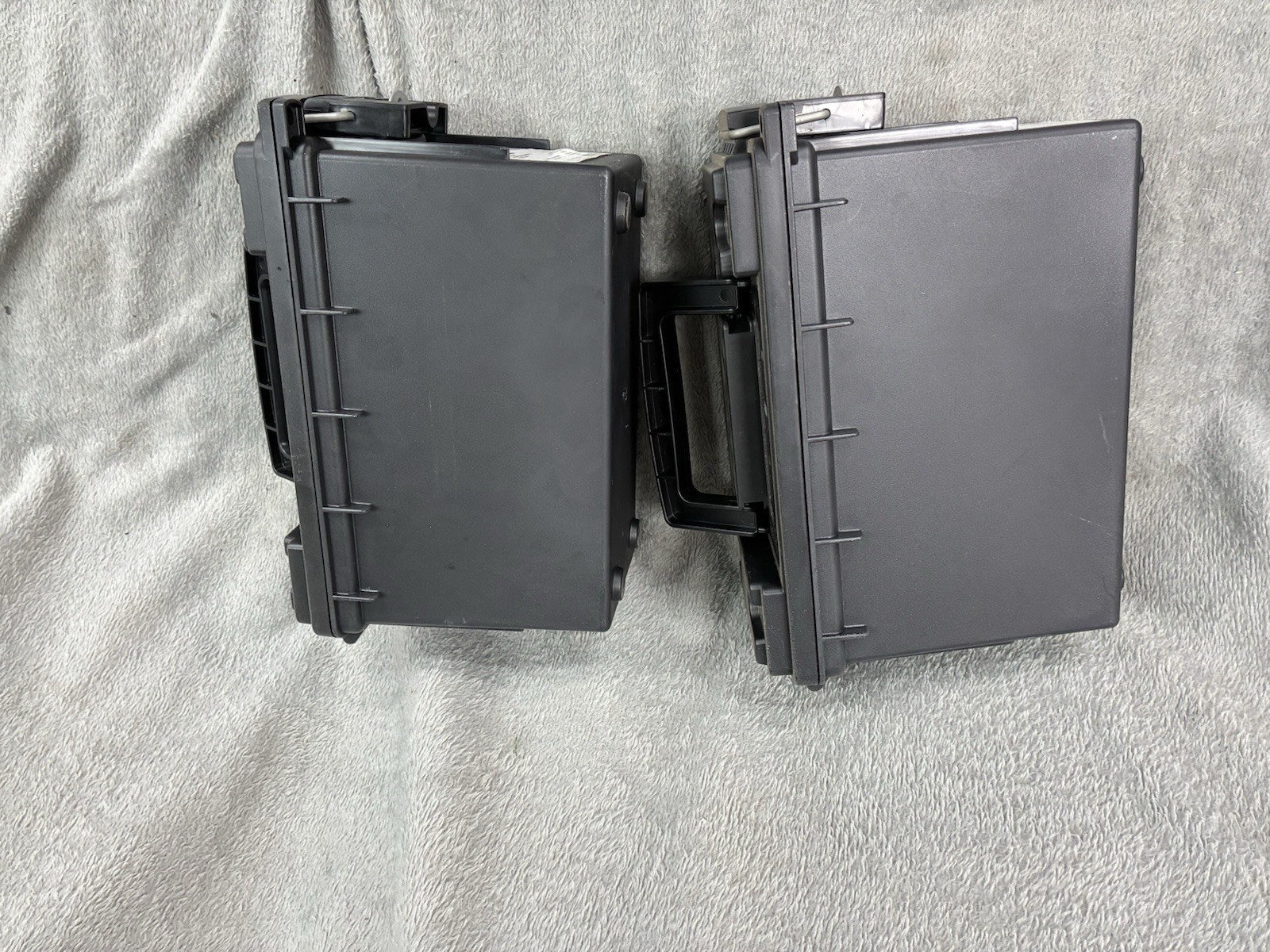 Hyper Tough Stackable Utility Storage Box Lockable Lid Plastic Black Set of 2