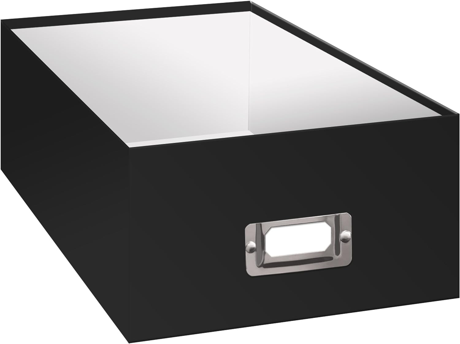 Photo Storage Box with Lid, Black Organizer for Pictures, Archival Safe Photo
