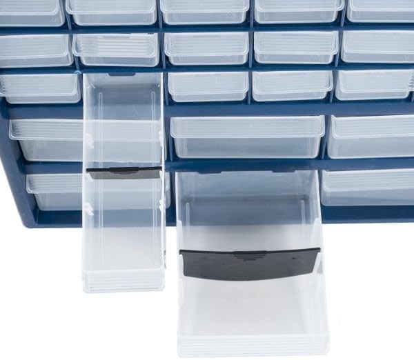 42-Compartment Clear Plastic Storage Drawer Organizer – Wall Mount or Desktop
