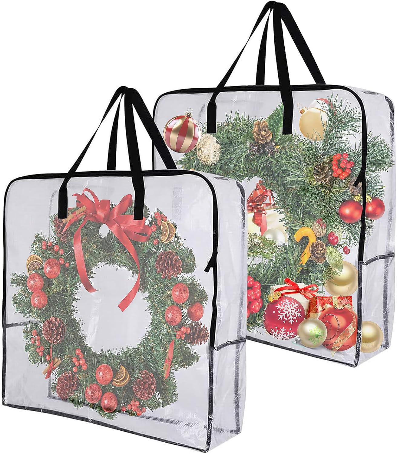 2 Pack 25 Inches Wreath Storage Container,Extra Large Transparent Rectangular Ch