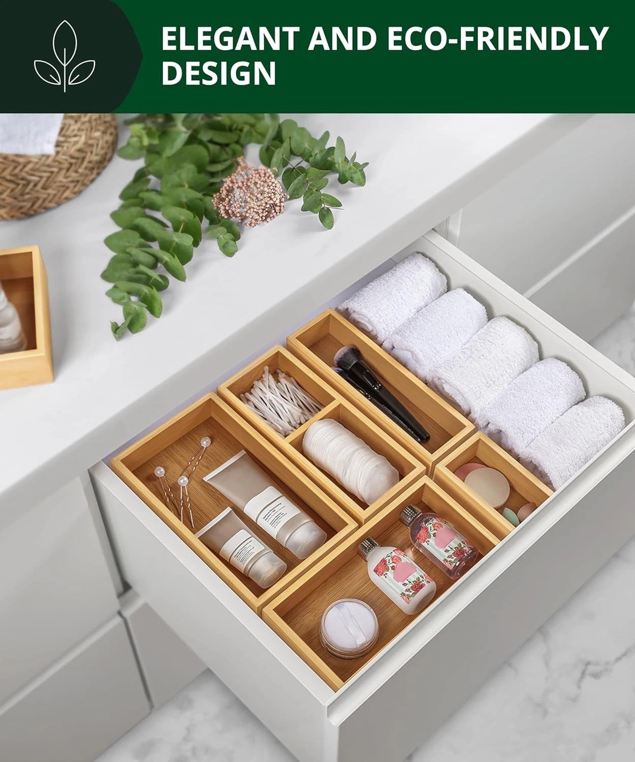 Eco-Friendly Bamboo Storage Boxes – 5-Piece Organizer Set for All Spaces