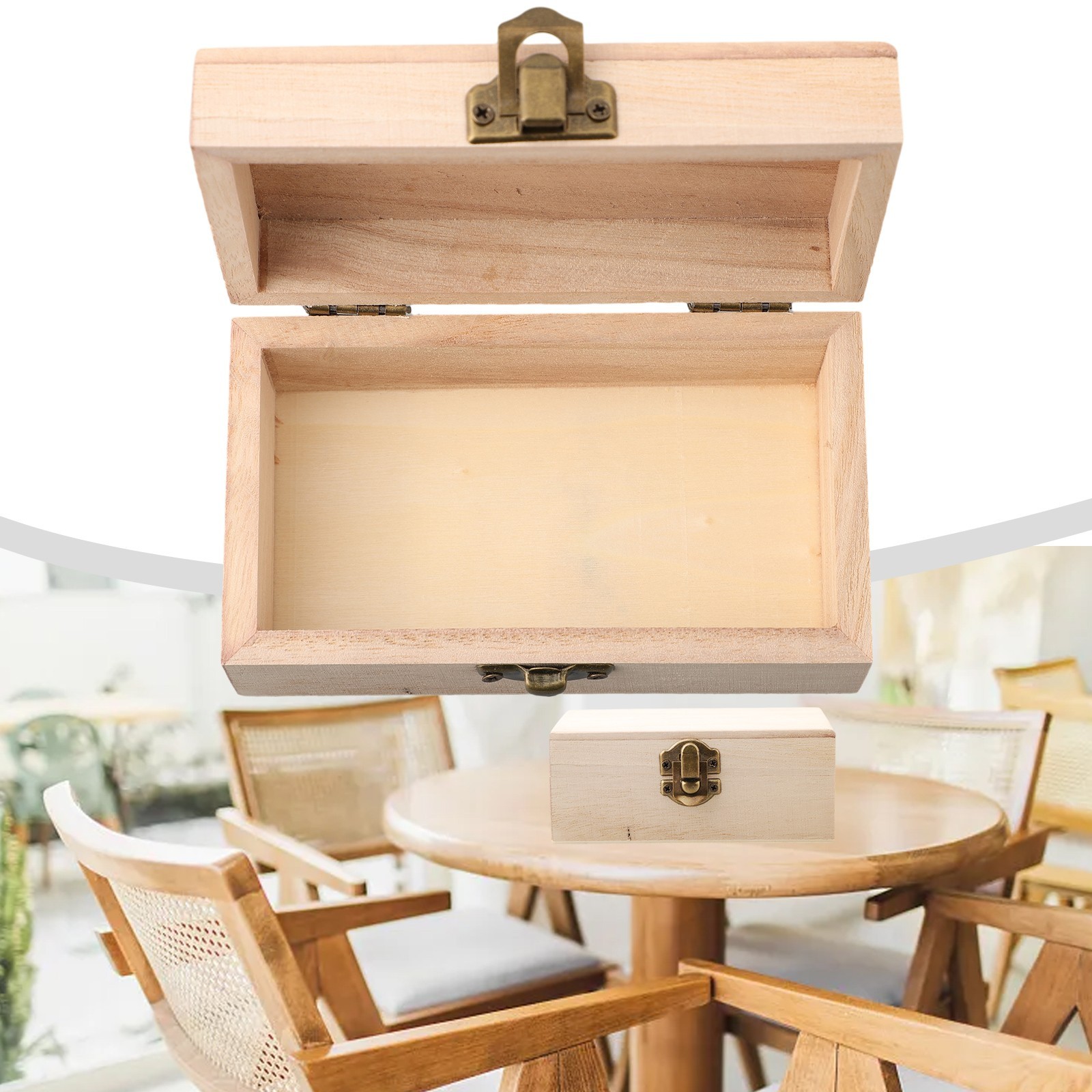 Plain Wood Wooden Square Hinged Storage Boxes Craft Box