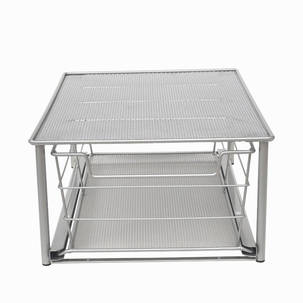 Stackable Slide Out Drawer Organizer Satin Nickel Finish 10.03 x 14.96 Inches