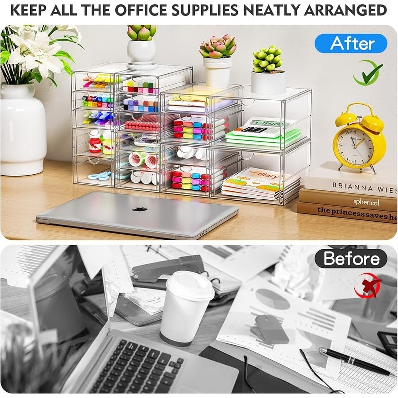 Acrylic Organizers W/ Drawers Storage Solution Makeup Office Bathroom Kitchen US