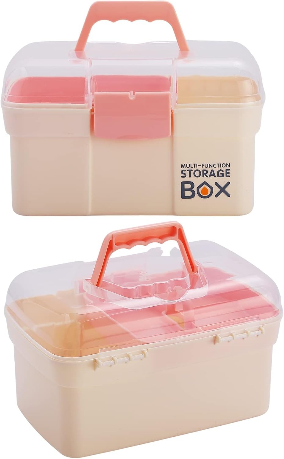 Lightweight White Plastic Storage Box with Removable Tray – Ideal for Cosmetics