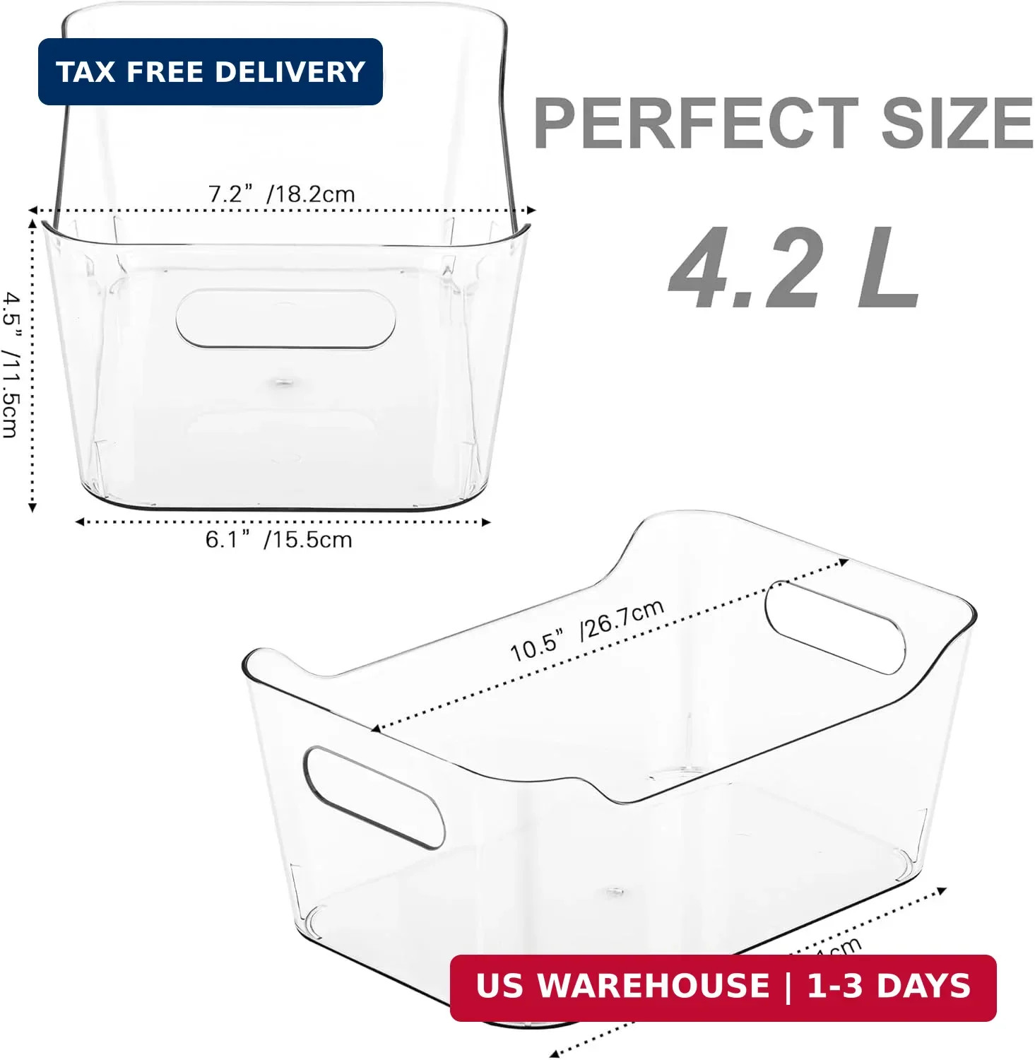 Tiawudi 12 Pack Plastic Storage Bins, Multi-Use Organizer Bins, Pantry Organizer