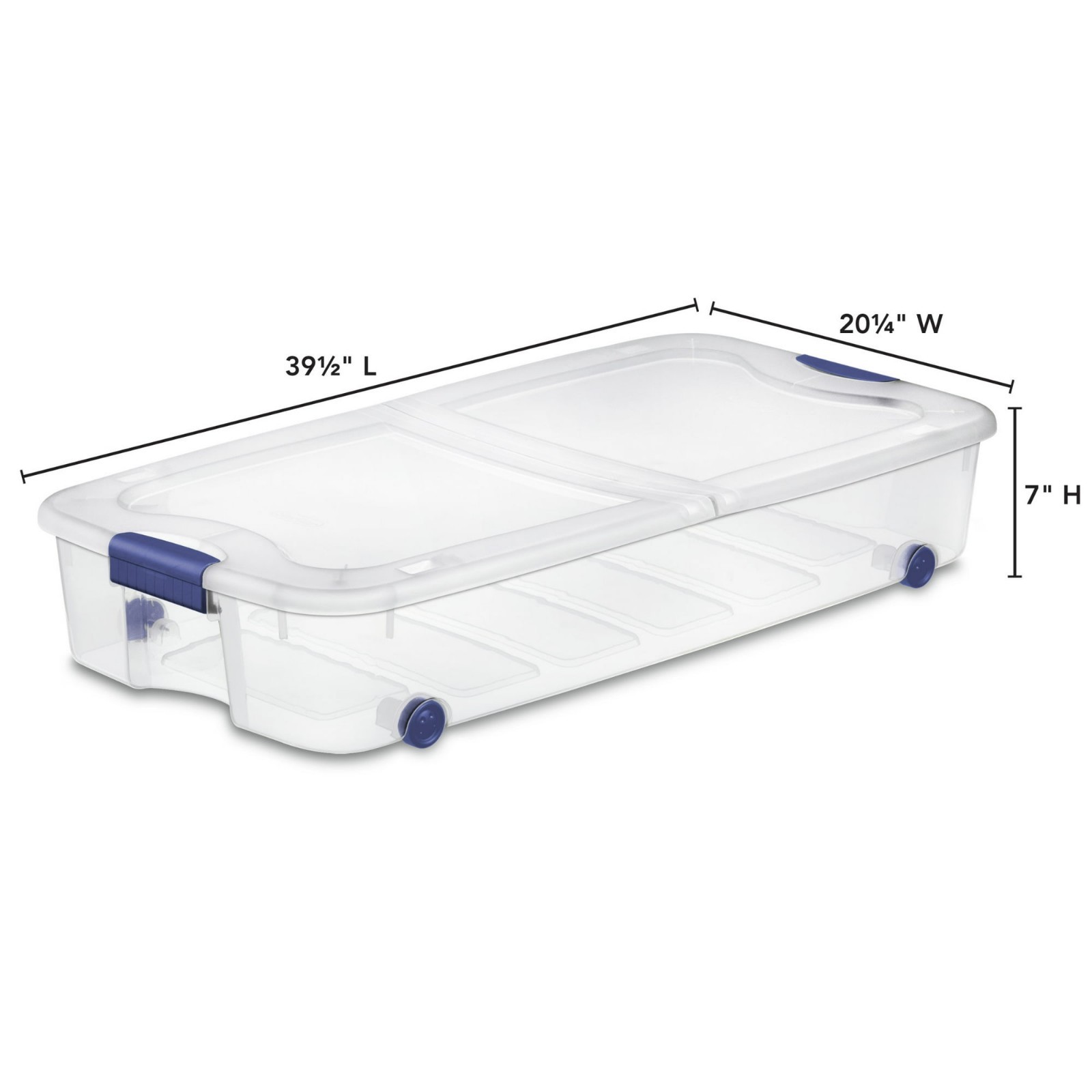4 Pack 66 Quart Wheeled Underbed Storage Bin Clear w Latching Lid